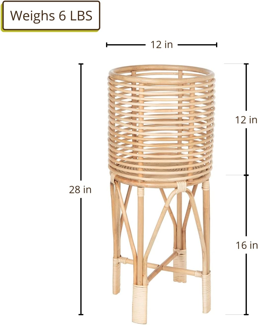 KOUBOO Rattan Indoor Plant Stand - Plant Holder, Rattan Shelf, Tiered Plant Stand, Planter Display, Home Storage for Plant Pots, Medium, Natural Brown