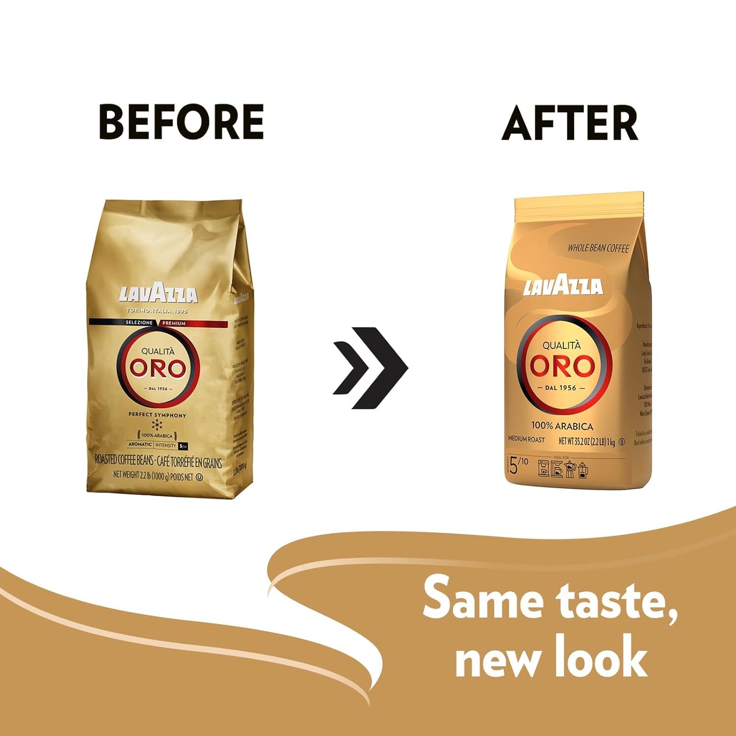 Lavazza QualitÃ Oro Whole Bean Blend, Medium Roast, 2.2 Pound (Pack of