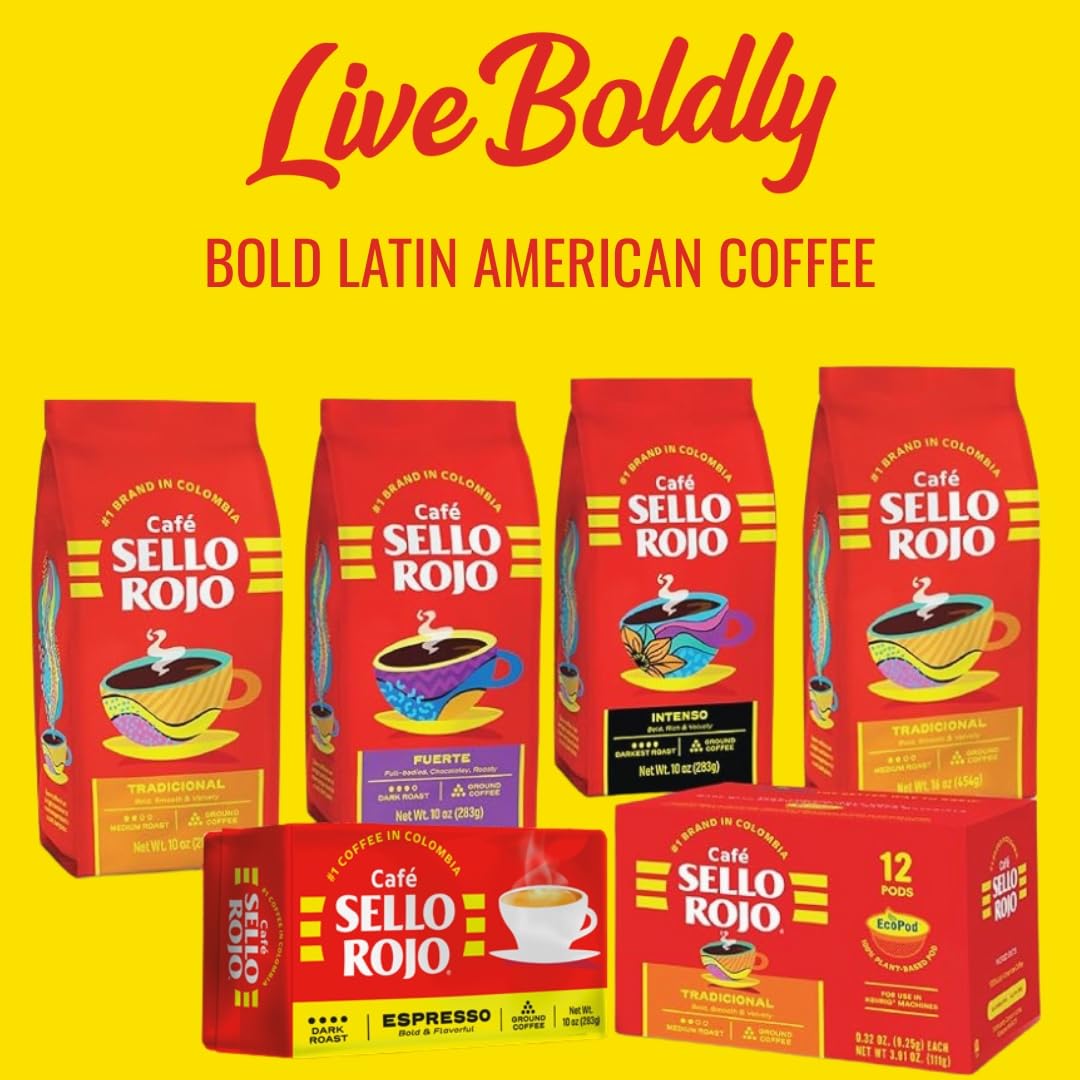 Sello Rojo Espresso Brick, 10 oz - Bold & Flavorful Colombian Ground C
