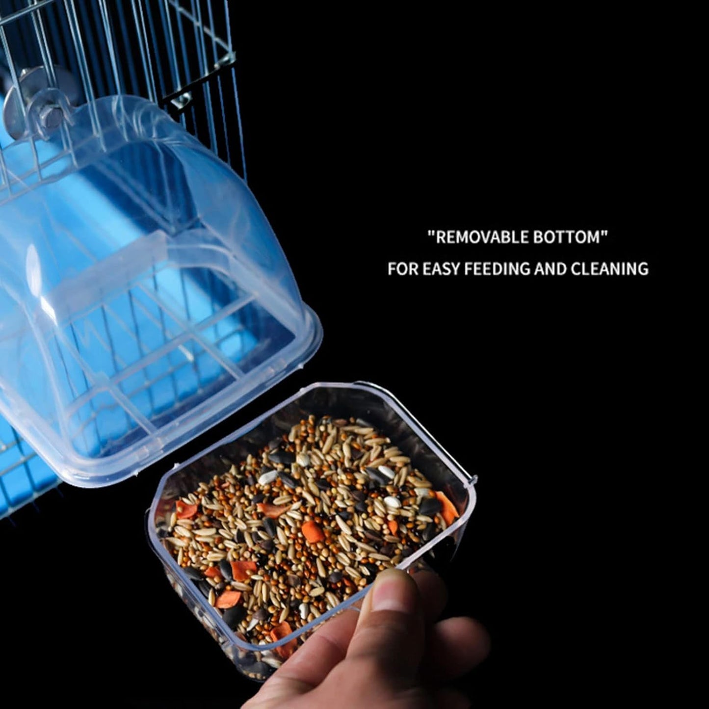 2xClear Bird Supplies Bird Cage Feeder Plastic Easy to Install Use and