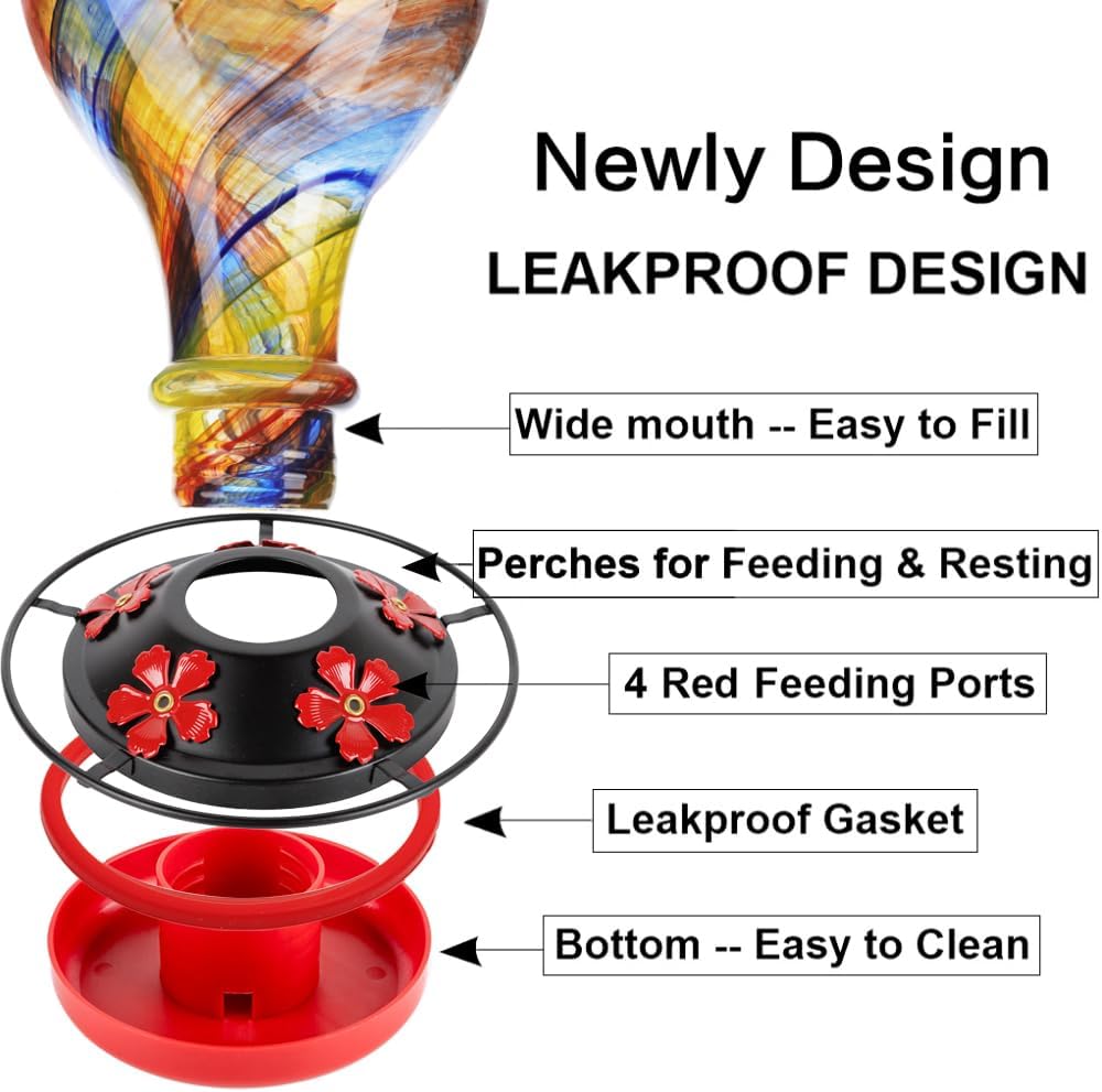 2 Pack Hummingbird Feeder Base Replacement Part Accessories Set - Includes 2 Pcs Bottom Base, Moat Hooks, Seal Rings, Brushes and Hanging Ropes (2, Black)
