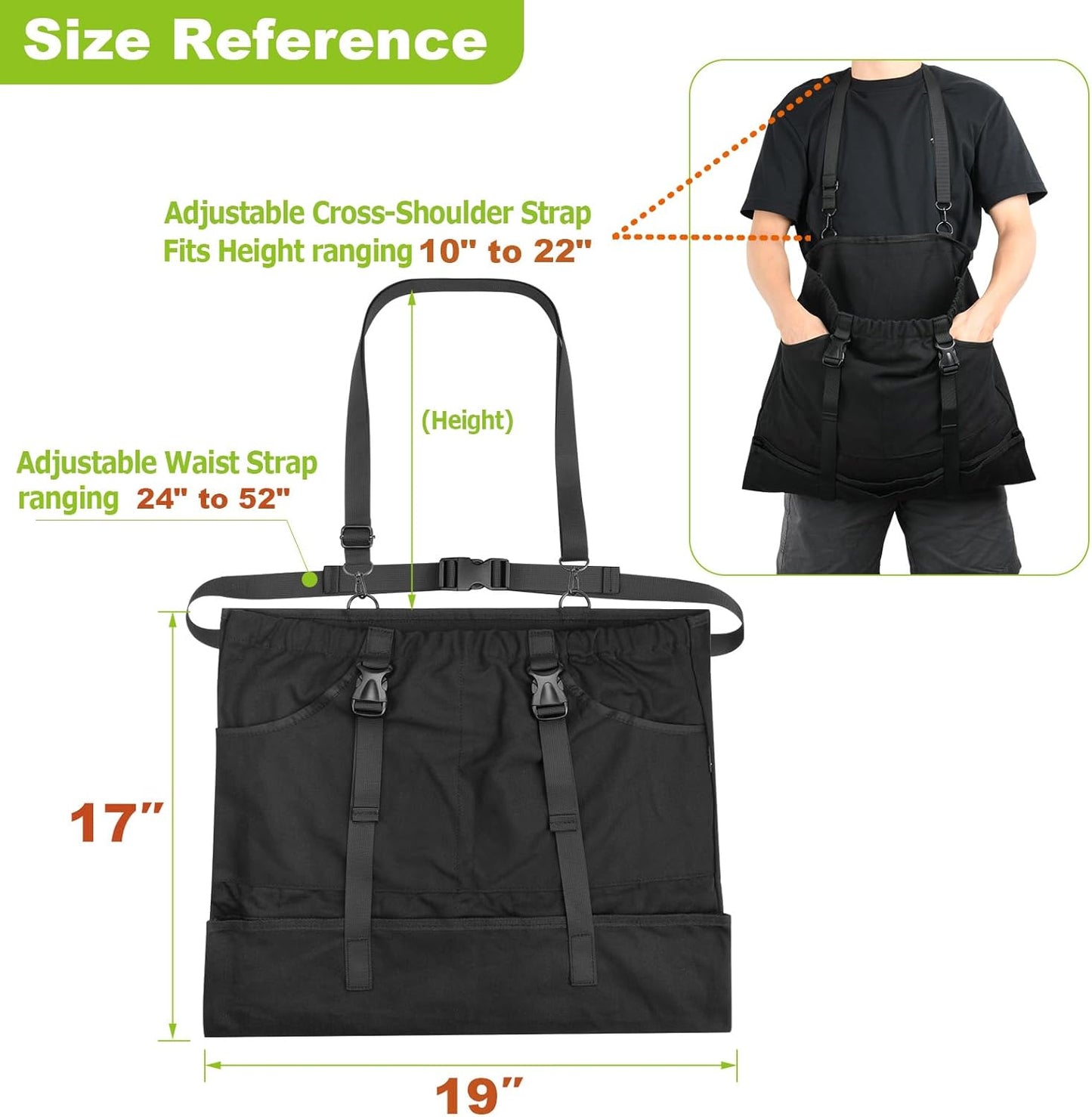 Cosmos Garden Harvest Apron - Canvas Gardening Apron with Quick Release Pouch & 2 Side Pockets