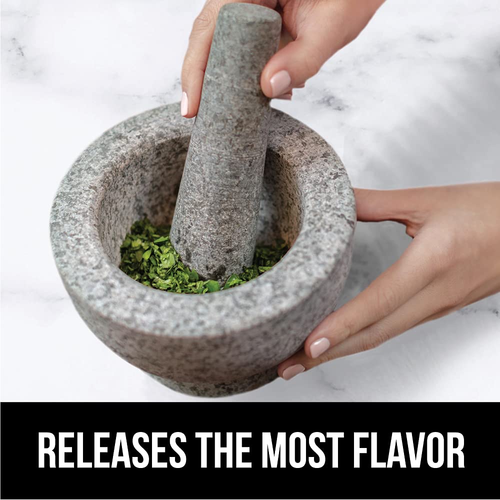 GORILLA GRIP Heavy Duty XL Mortar and Pestle Set with Slip Resistant B