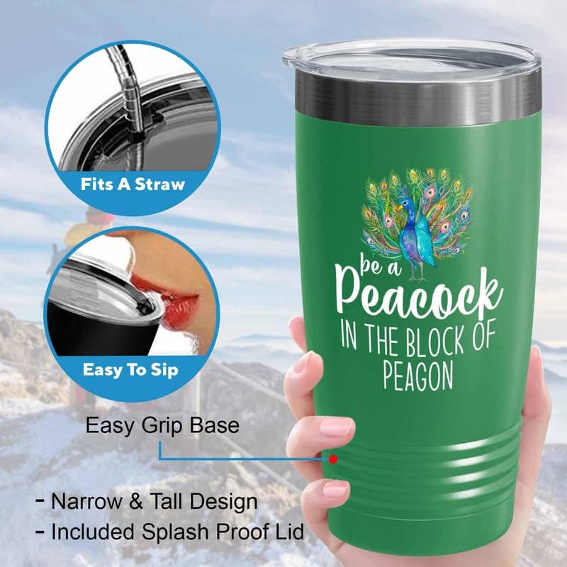 Bird Lover Green Edition Viking Tumbler 20oz - Peacock Block pgeons - 