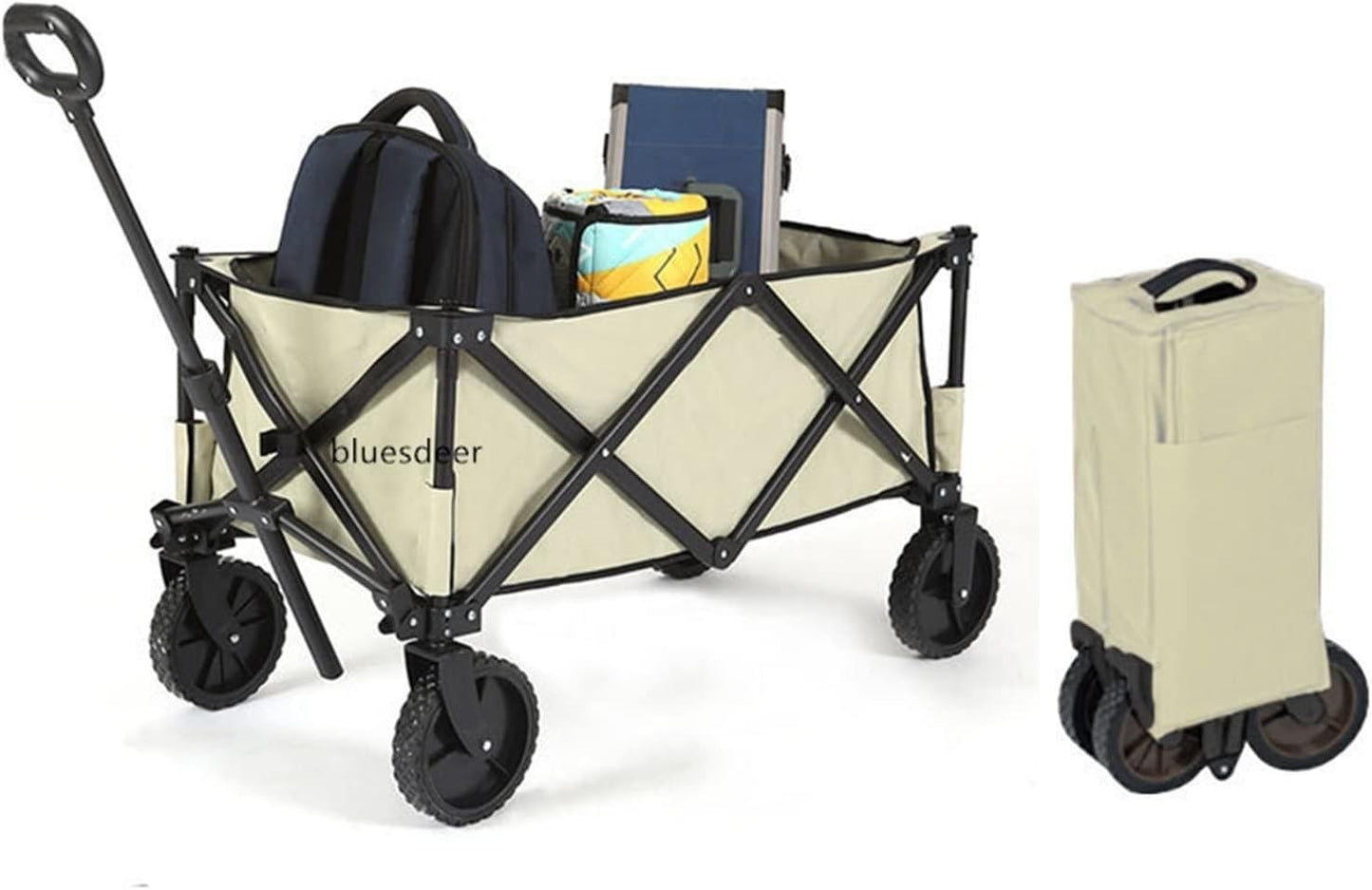 Moving Cart Folding Portable Large Capacity Beach Wagon Heavy Collapsible Outdoor Garden Cart Foldable Wagon for SportsShopping Camping