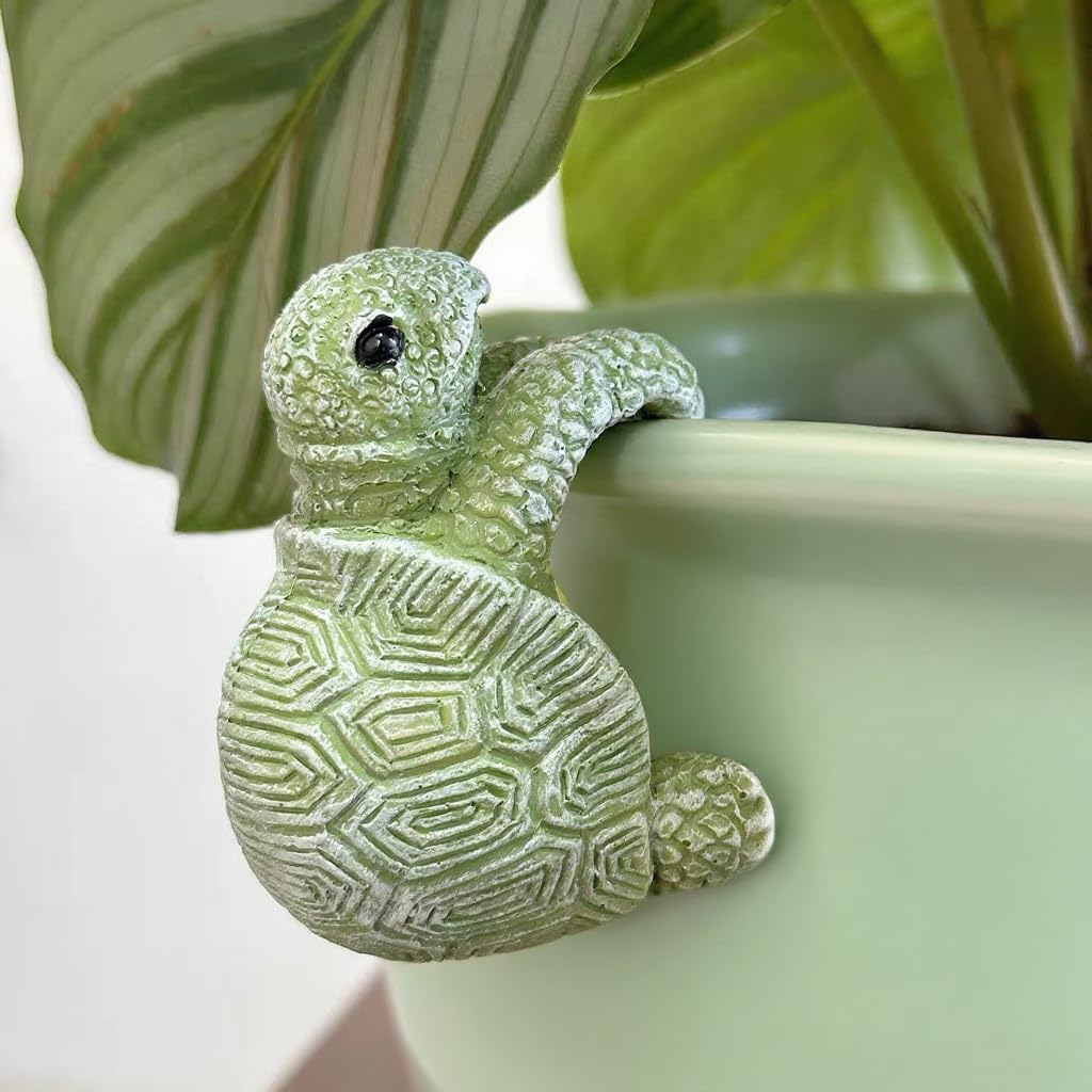 2pcs Turtle Plant Decorations for Pots, Cute Plant Pot Decorations for Vase Fish Tank Home, Indoor Outdoor Animal Figurines Turtle Planter, Tortoise Garden Decor Statue, for Women