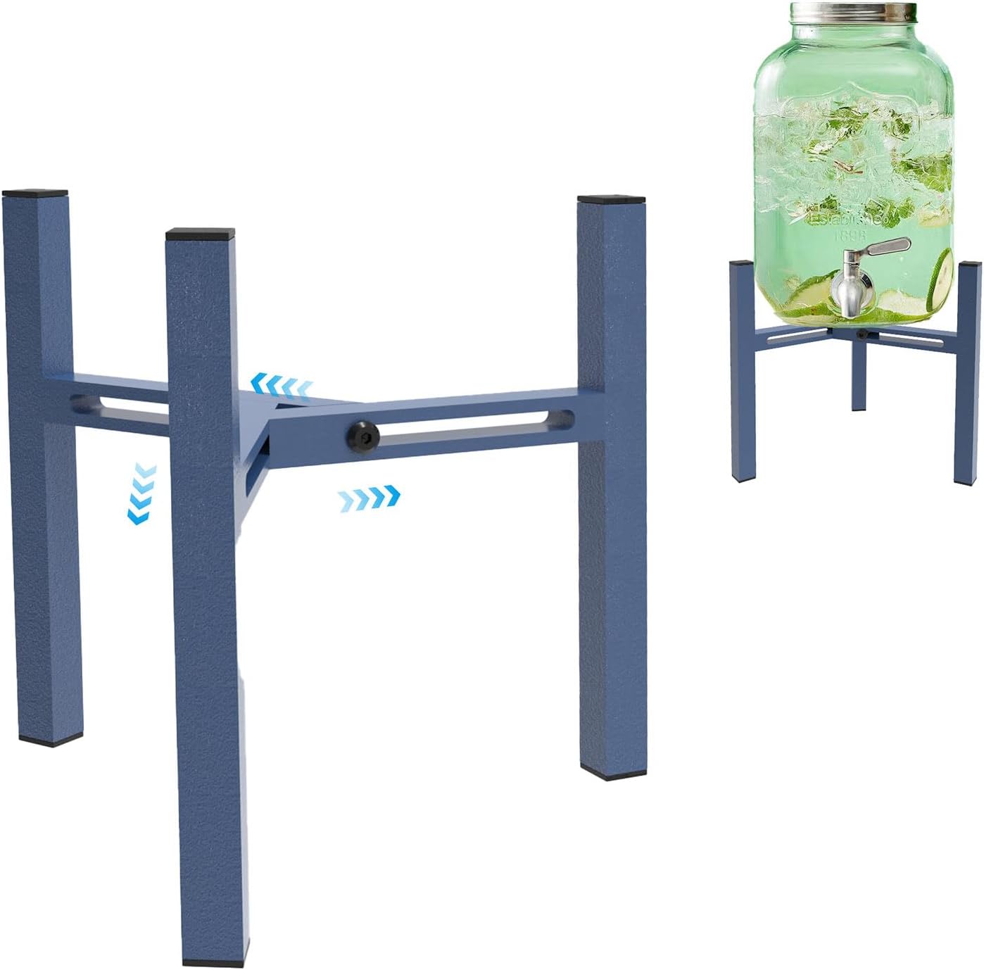 Adjustable Metal Drink Dispenser Stand Holder for 1-1.5 Gallon, Stable Beverage-Dispenser Stand for Indoor Outdoor (Without Drink Dispensers) (Blue)