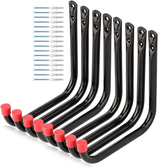 8 Pack Heavy Duty Garage Storage Utility Hooks, 6.7Inch Wall Hangers Ladder Hooks for Garden Tool, Bike, Chair, Hose, Outdoor or Indoor 6.7 x 6.7 x 0.5 inches