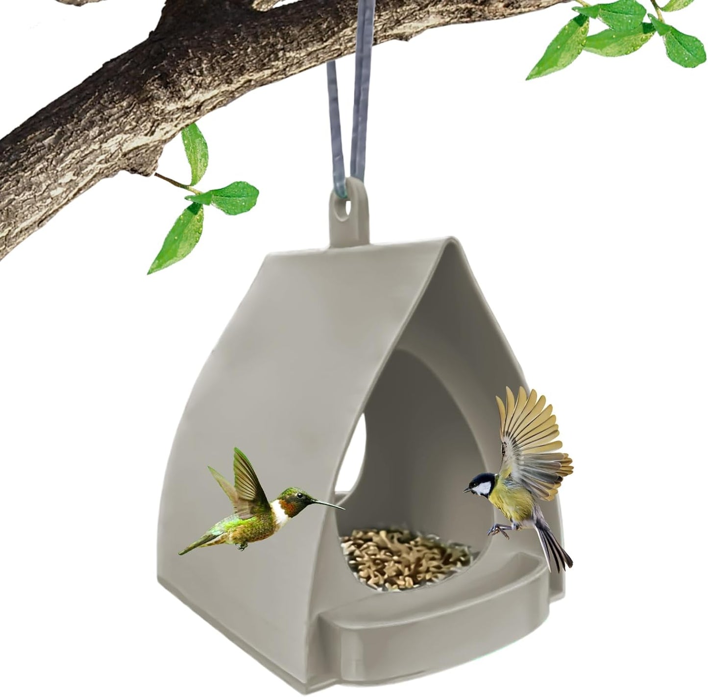 Outdoor Bird Feeder, Open Design Station, Hut-Shaped Hangable Feeder f
