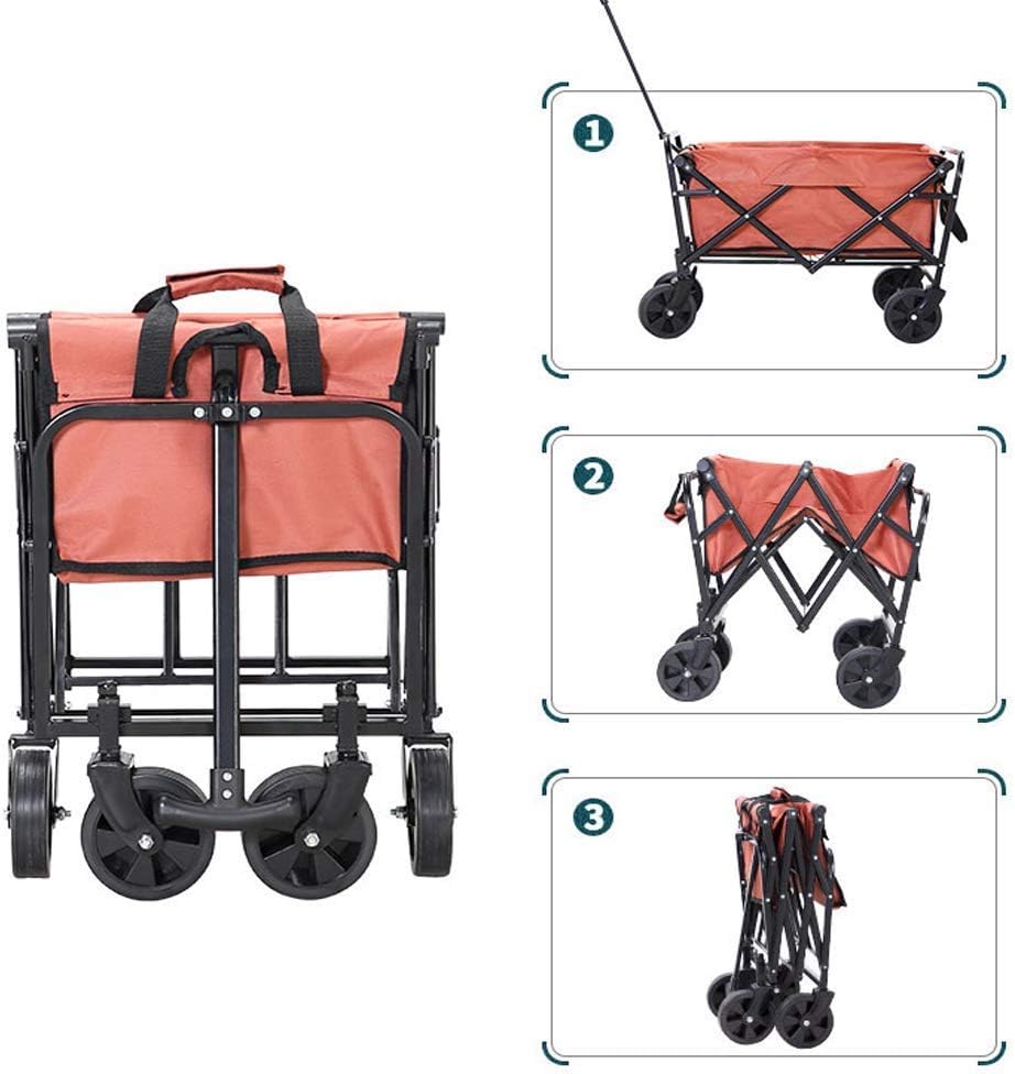 Folding Cargo Wagon,Compact Outdoor Garden Trolley Camping Cartcollapsible Folding Utility Wagon, Support Up to 80kg