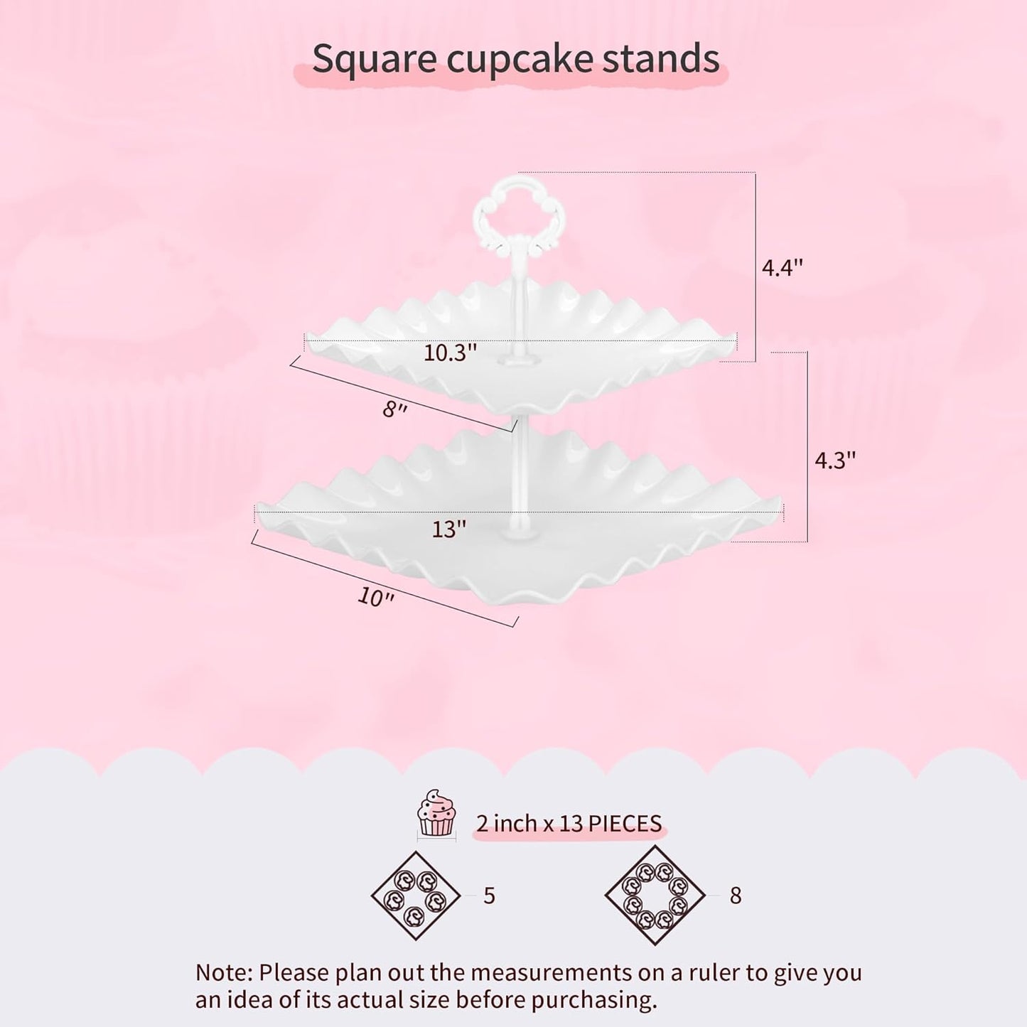 Pack of 10 NWK Cake Stand Set, with 3 x Two-Tier and 3 x Three-Tier Cupcake Stands, 4 x Appetizer Trays, 1 x Tablecloth for Birthday Bridal Baby Shower Party (White)