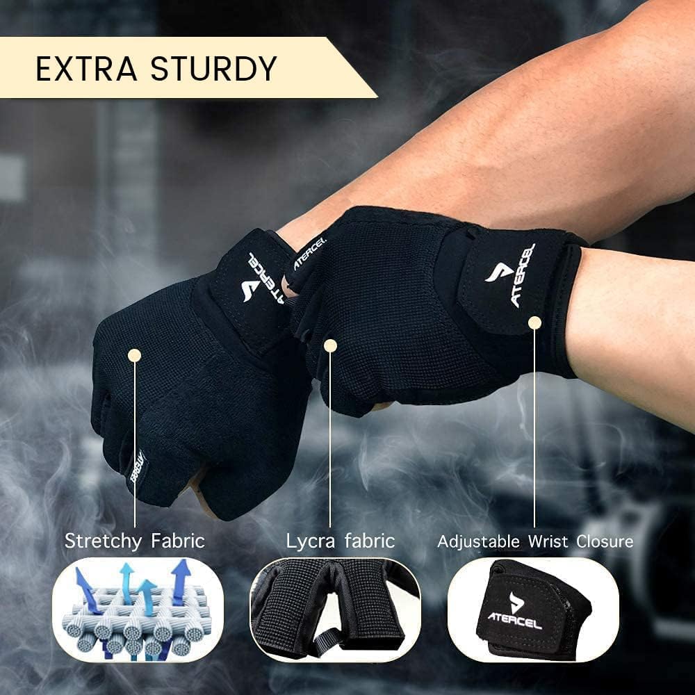 ATERCEL Workout Gloves for Men and Women, Exercise Gloves for Weight L
