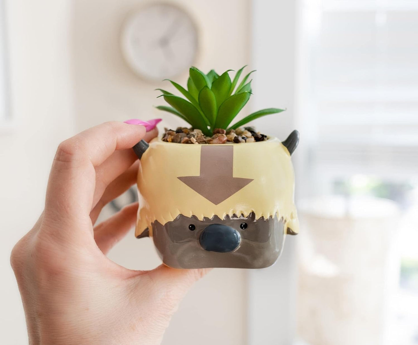 Avatar: The Last Airbender Appa 6-Inch Ceramic Planter with Artificial Succulent | Small Flower Pot, Faux Indoor Plant for Desk Shelf, Trinket Tray | Cute Home Decor, Anime Gifts and Collectibles