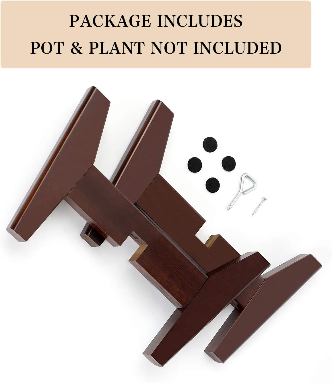 Seanmi Plant Stands for Indoor Plants, Bamboo Plant Stand, Mid Century Plant Holder, Adjustable Width, Fits 8 9 10 11 12 inches Pots - Dark Brown (Planter Stand Only)