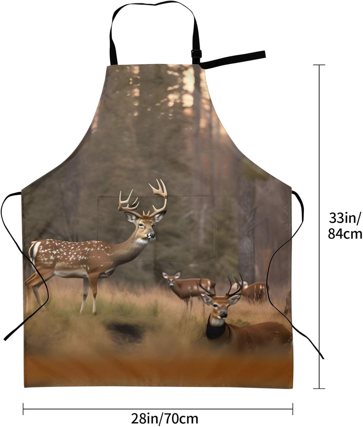 Deer Hunting Print Laundry apron 28x33 In Waterproof Kitchen Apron with Pockets for Cooking Baking