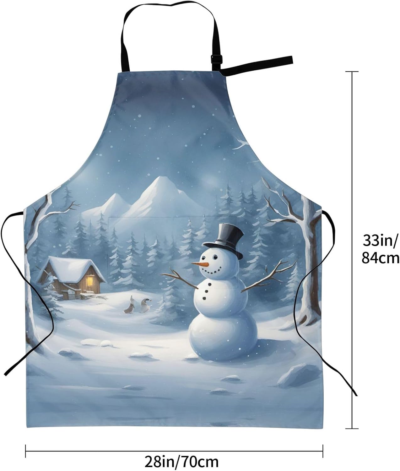 Winter Snowman print Waterproof apron with pocket adjustable cooking apron for adult kitchen bibs to bake