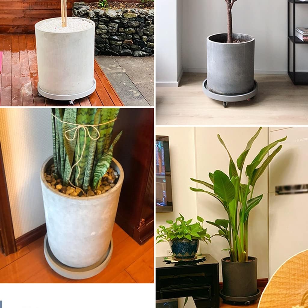 Round Plant Stand for Flower Pot with Wheels Patio Portable Plastic Plate Movable Base for Plants Load 50-200kg (Color : Size A: 22cm) (D 18cm)