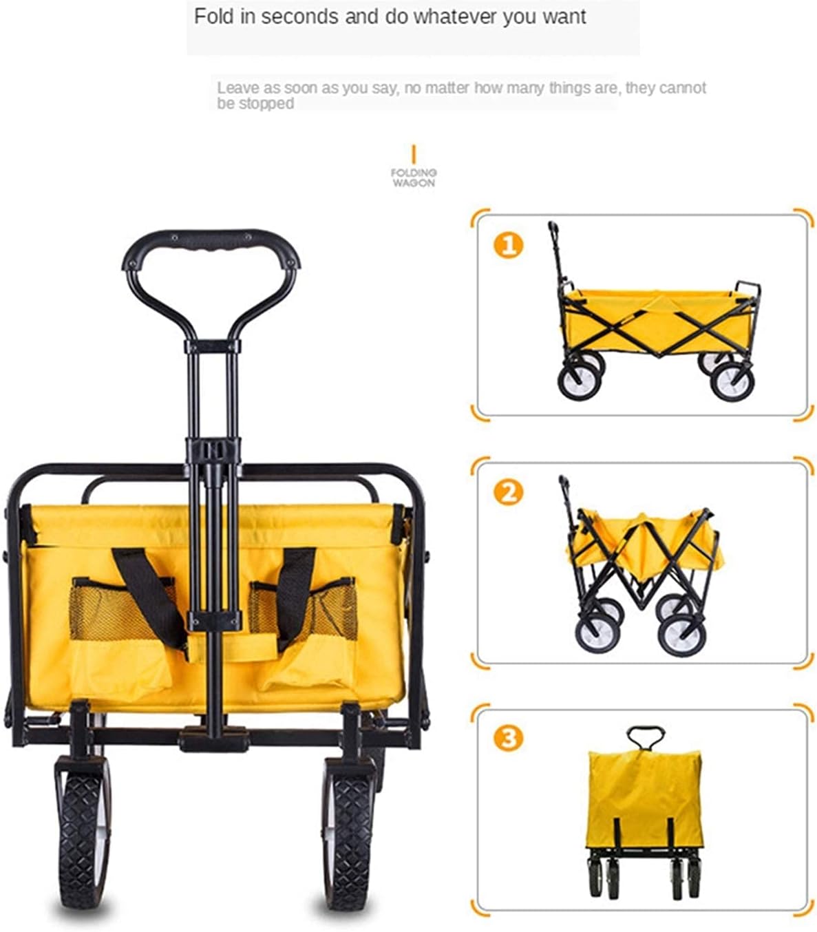 Garden Cart Foldable Trolley Wagon 4 Wheel Foldable Portable Garden Ca