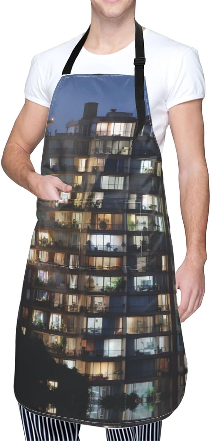 Cityscape Night Canada print Waterproof apron with pocket adjustable cooking apron for adult kitchen bibs to bake