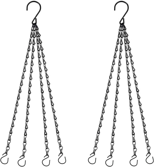 21 Inches 4 Leads Hanging Baskets Chains for Hanging Plant Flower Pot Hanger Bird Feeder Lanterns Billboard, Wall-Mounted Replacement Plant Hangers for Garden Balcony Yard Kitchen(Black,2 PCS)