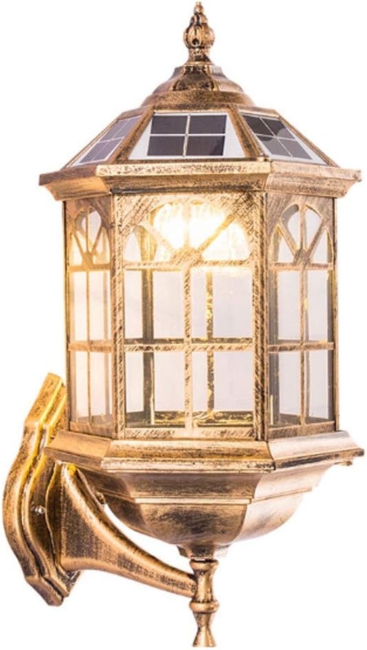 Wall Lamp Antique European Vintage Victorian Solar Garden Lantern Alley Garden Waterproof Wall Sconce Glazed Glass Landscape Light LED Aluminum Energy Saving Villa Wall Light External Lighting n