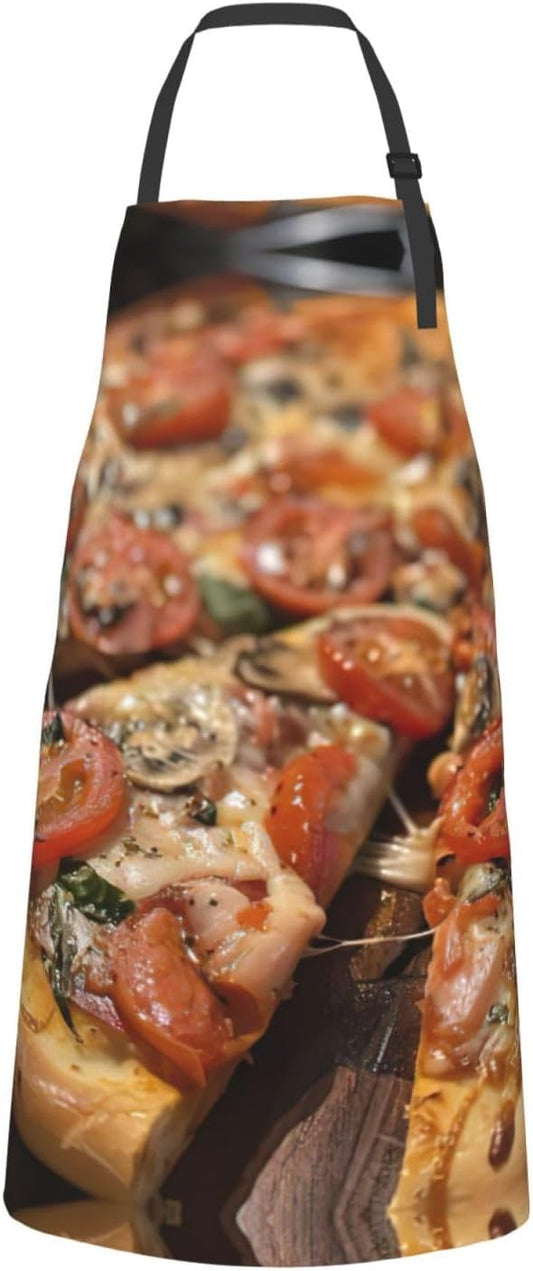 tasty pizza Print Laundry apron 28x33 In Waterproof Kitchen Apron with Pockets for Cooking Baking