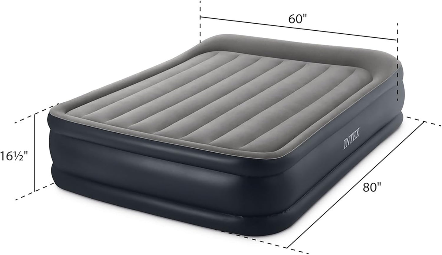 Intex 64131ED Dura-Beam Plus Deluxe Pillow: Fiber-Tech – Twin Size – Built-in Electric Pump – 16.5in Bed Height – 300lb Weight Capacity