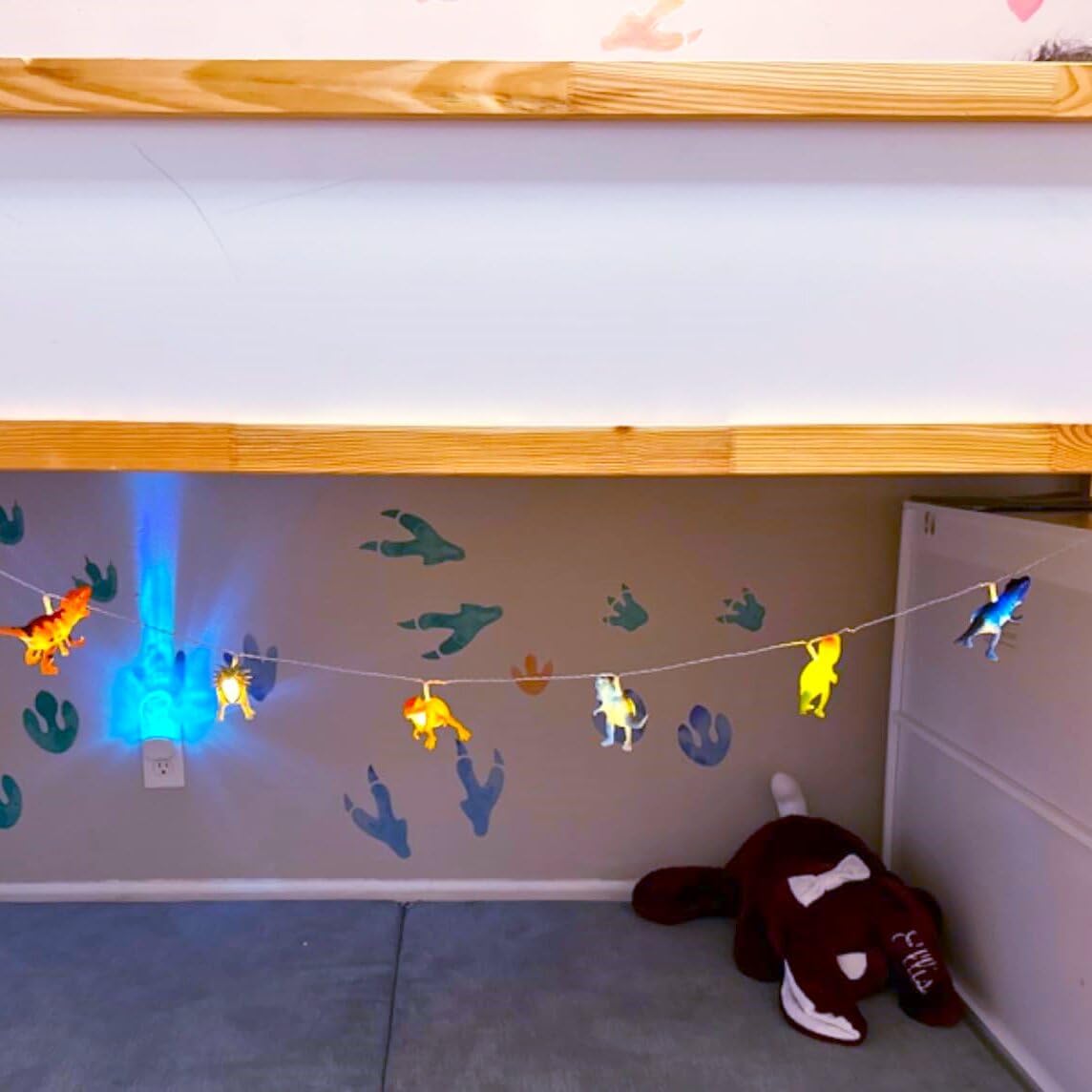 LED Dinosaur String Lights - Battery Operated, Perfect for Boys Room D