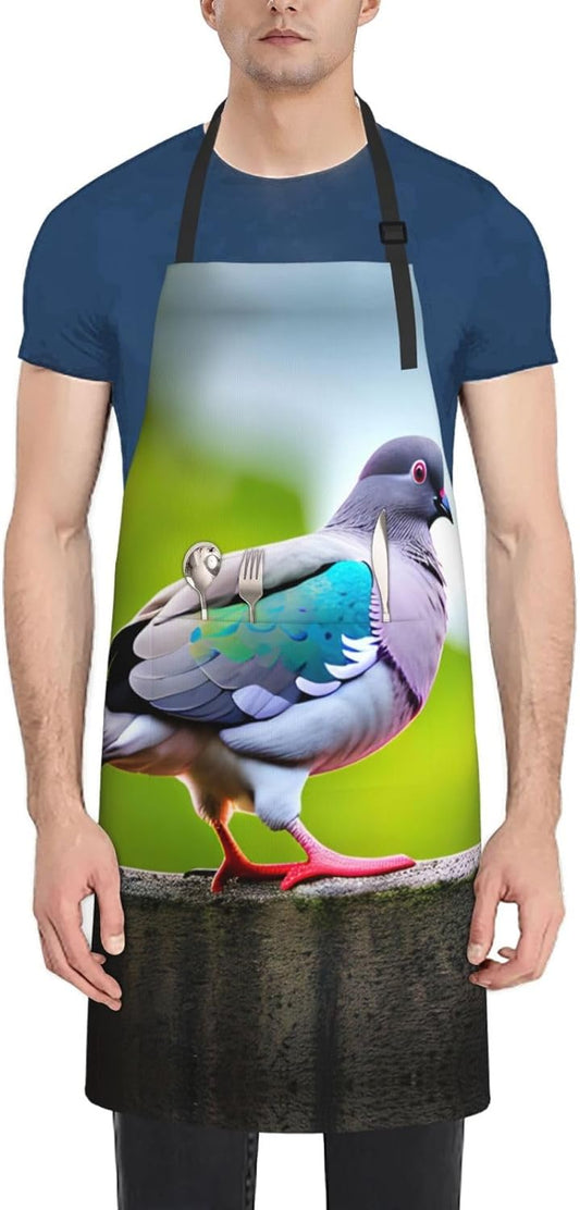 cartoon pigeon 3 print Waterproof chef's apron with pocket apron for kitchen cooking baking barbecue and gardening