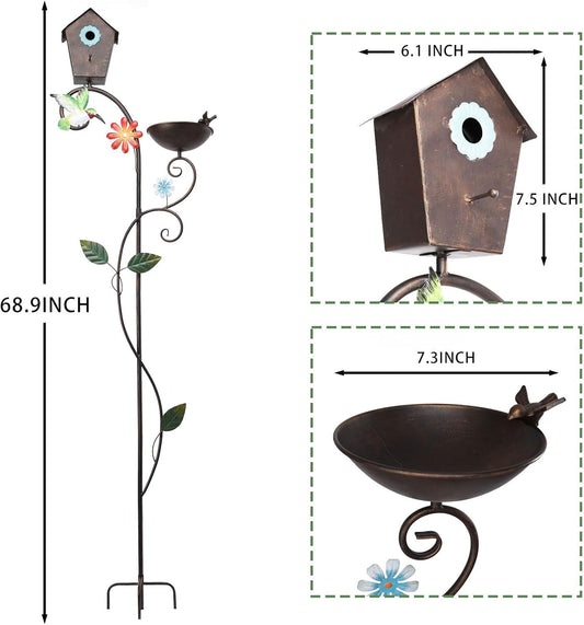 Yinns 69 Inch Bird House with Baths Bird Pole, Heavy Duty Birdhouse St