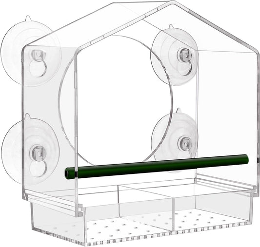 Acrylic Window Bird Feeder with 4 Strong Suction Cups, Clear and Trans