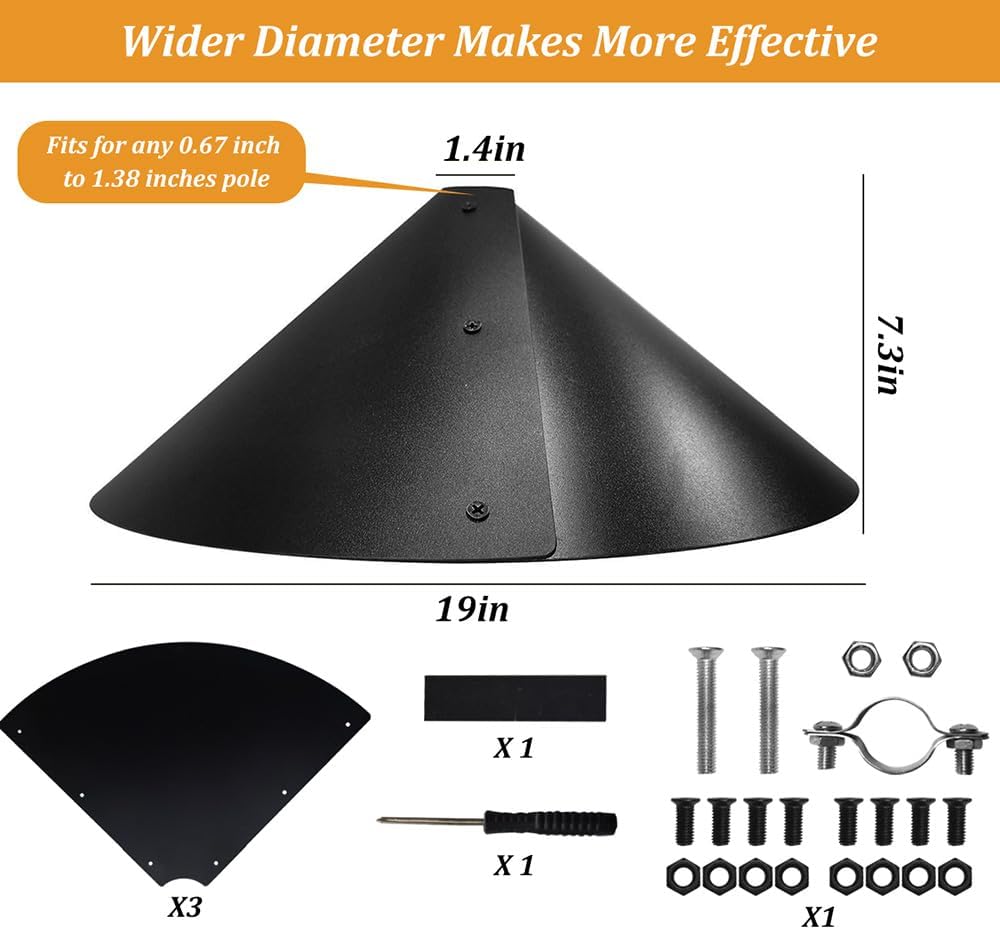 19 Inch Squirrel Baffle for Bird Feeder Pole, Outside Pole Mount Bird 