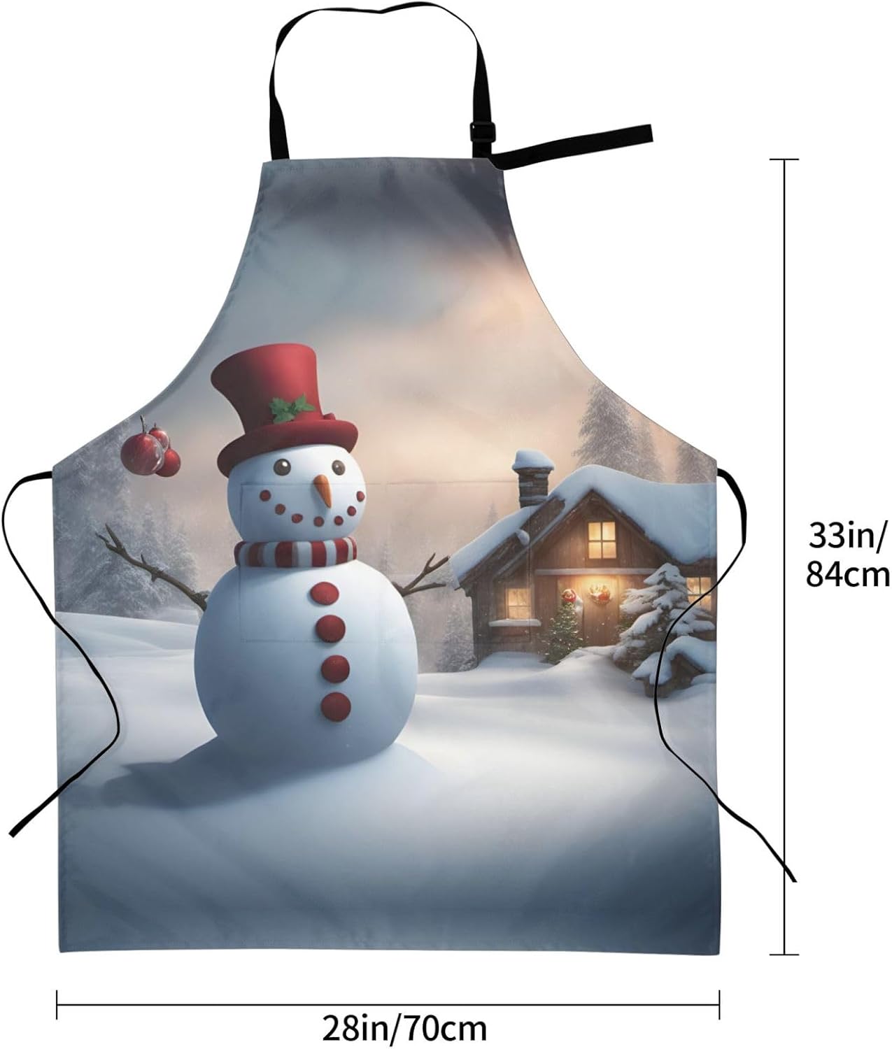 christmas snowman 3 print Waterproof chef's apron with pocket apron for kitchen cooking baking barbecue and gardening