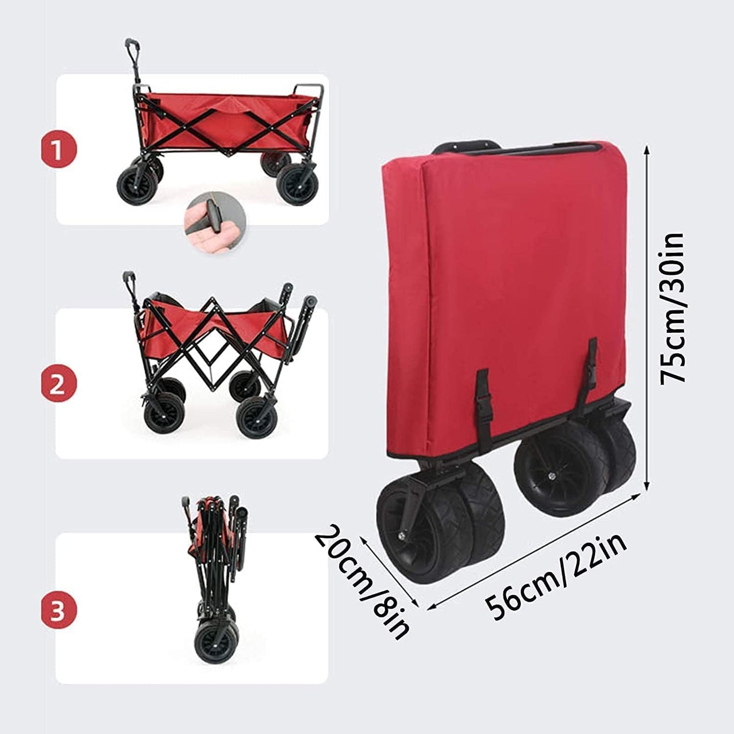 Portable Camping Cart,Beach Trolley Camping Trolley Adjustable Trailer Portable Foldable Garden Cart Double Brake System Load-Bearing 80kg/176lbs