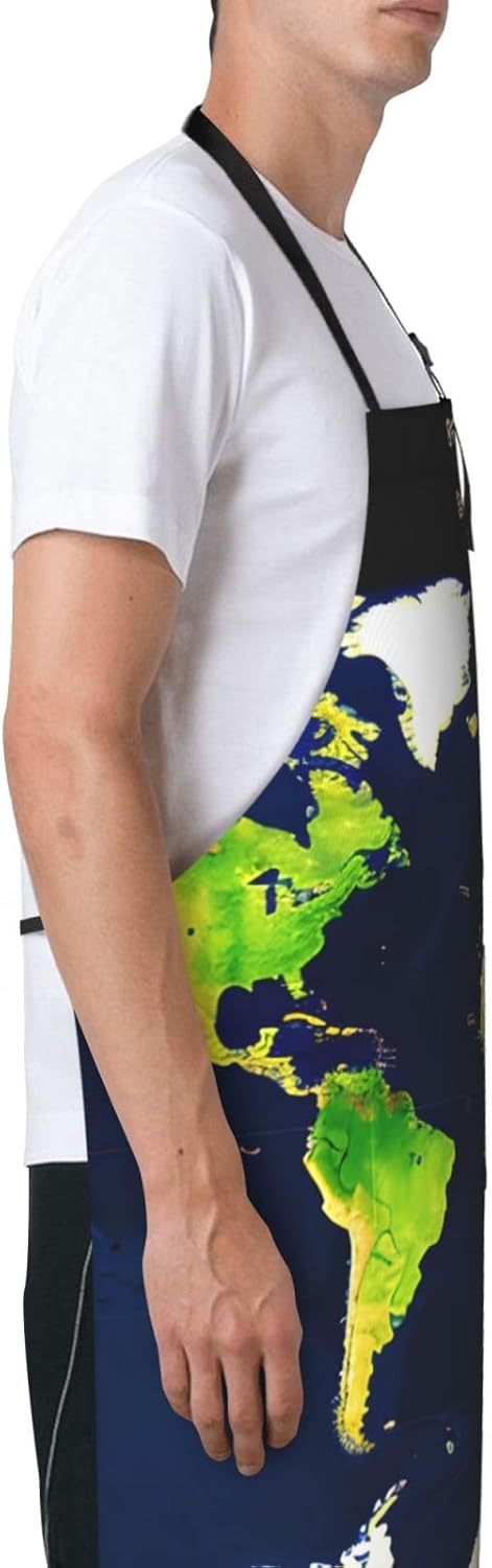 World Map print Waterproof apron with pocket adjustable cooking apron for adult kitchen bibs to bake