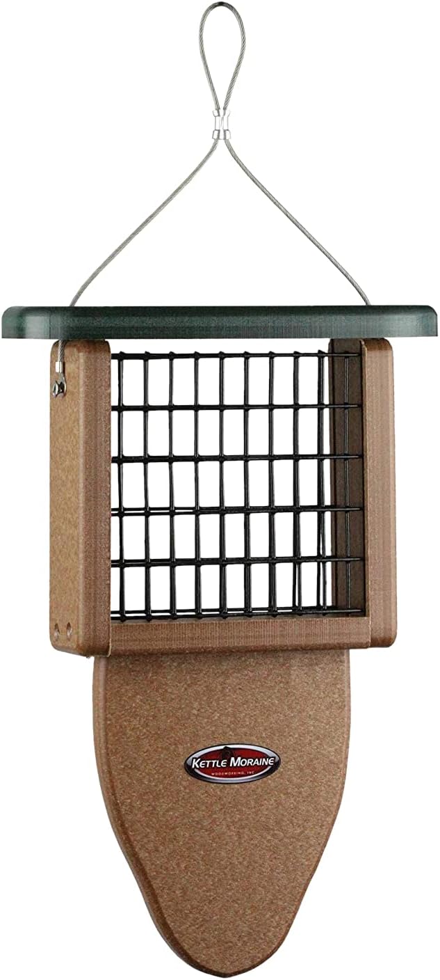 Kettle Moraine Recycled Plastic Single Suet Cake Tail Prop Suet Bird Feeder with Hanging Cable