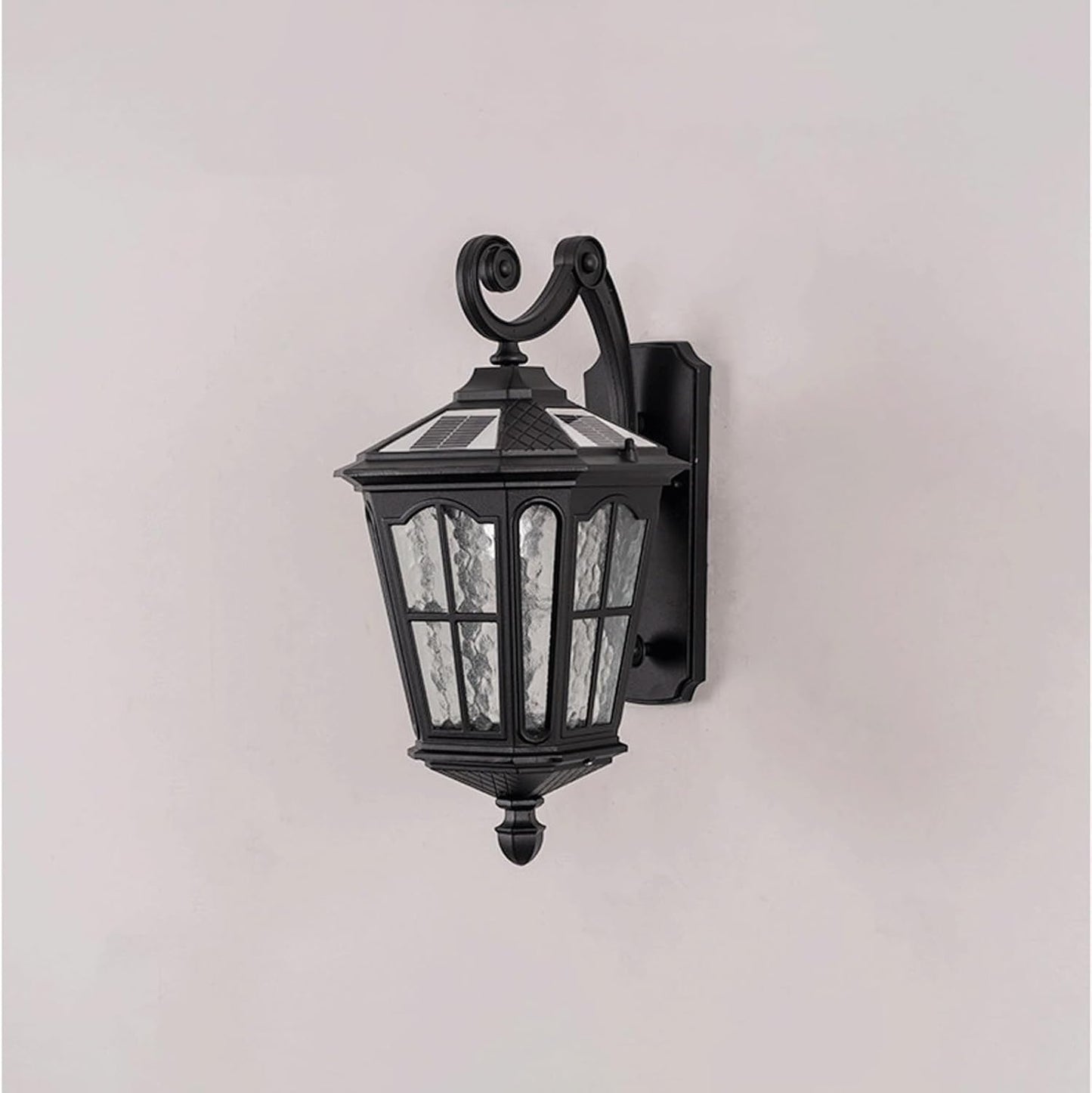 Solar Wall Lantern, IP65 Waterproof Outdoor Light Fixture, Dusk to Dawn Sensor, Black Aluminum Mounted Lamp, Vintage Exterior Sconce for Porch Patio Garage Garden Yard Cottage(Small)