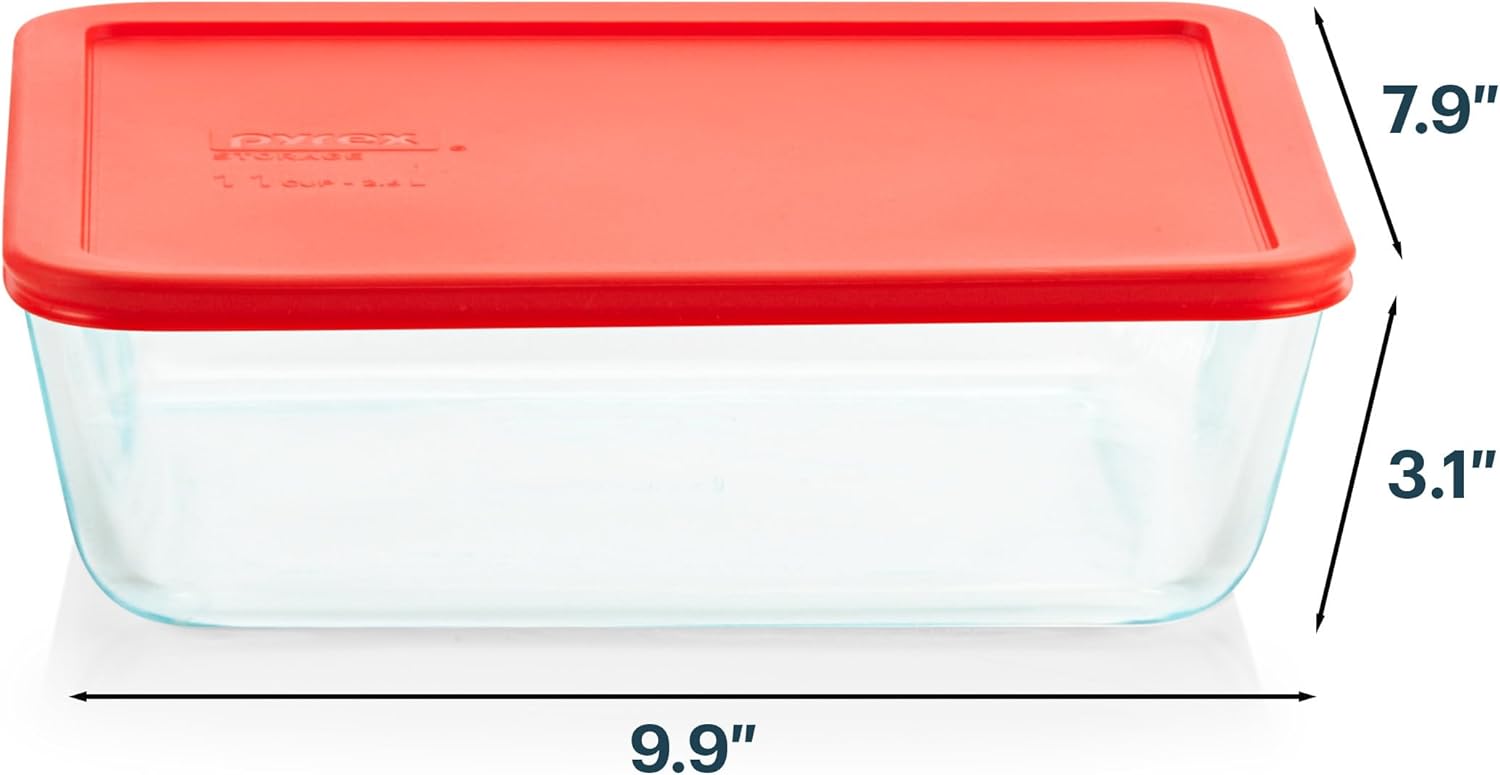 Pyrex Simply Store Glass Food Storage Container, Snug Fit Non-Toxic Pl
