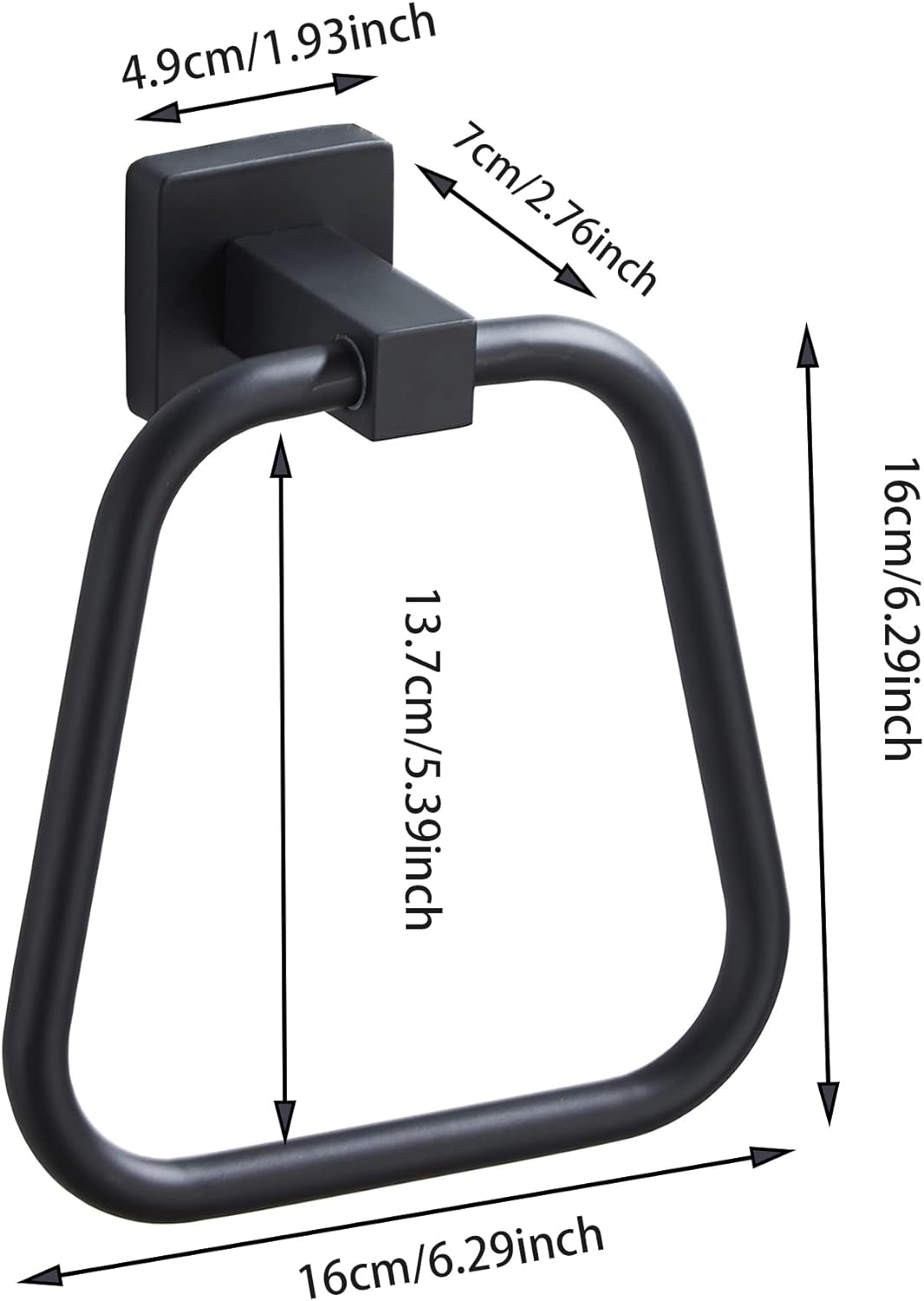 Matte Black Towel Ring for Bathroom, Kitchen Bath Towel Holder Hangers