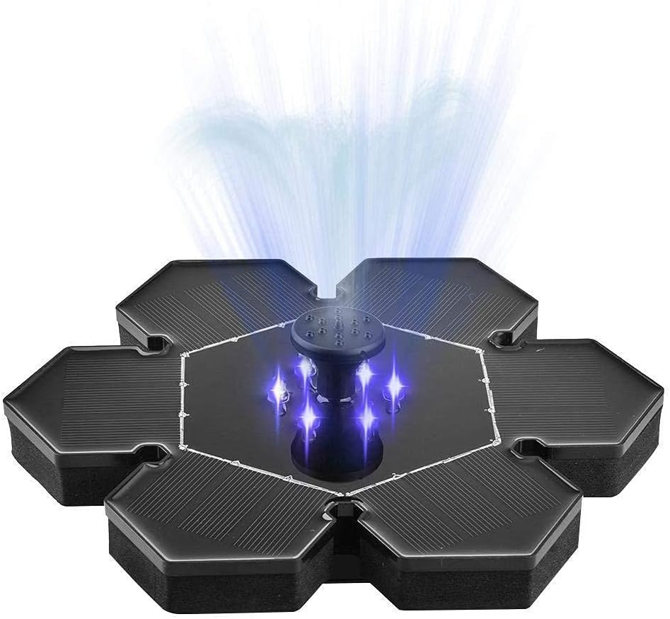 Solar Fountain 9V 2.4W with LED Light for Outdoor Pond Pool Fish Tank Garden Decoration