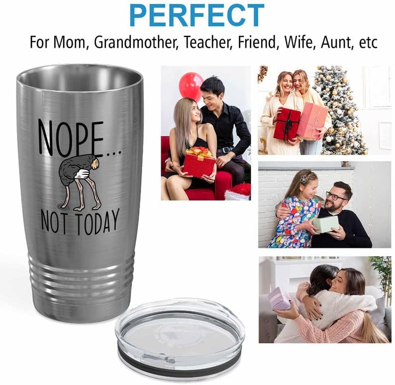 Bird Lover Silver Edition Viking Tumbler 20oz - Nope not Today - Hummingbird Nest Cage Parrot Dad Gardening Outdoor Birdwatcher Feeder