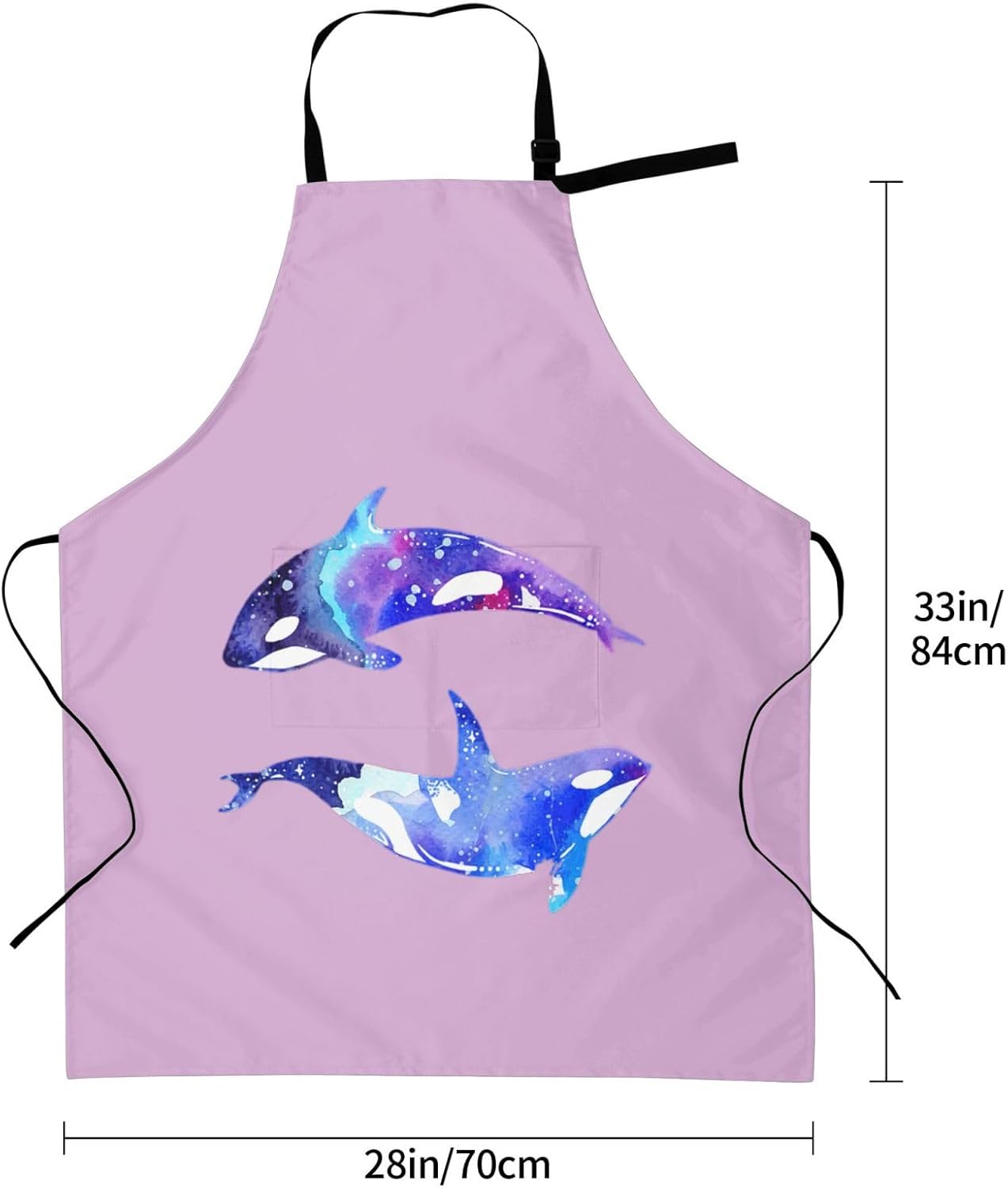 Orca Killer Whale Print 28x33 In Adult Kitchen Apron with Pockets Versatile Chef Smock for Cooking Baking