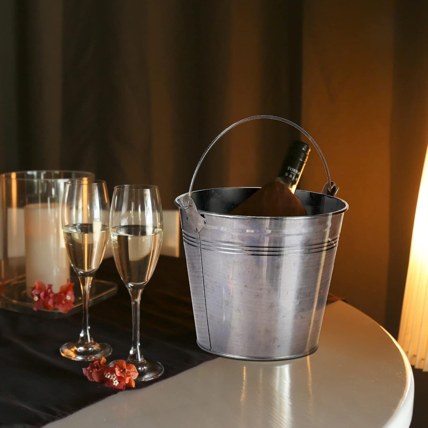 24 Pack Galvanized Metal Buckets Bulk 6 Inch Small Ice Buckets Iron Candy Pail with Handle for Garden Planters Vase Table Centerpieces Crafts Wedding Party Favors Accessories Decorations