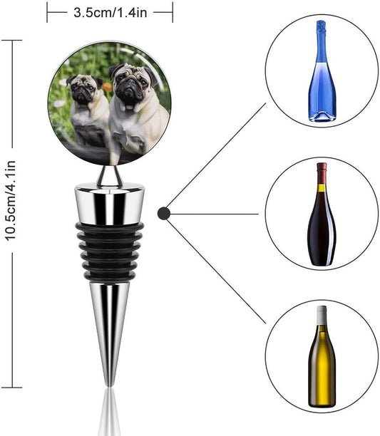 Pugs in The Garden Wine Stoppers Detachable Leak Proof Vacuum Bottle S