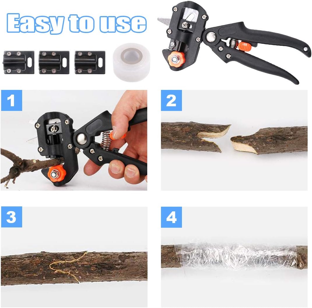 Glarks Professional Garden Fruit Tree Plant Pruning Shears Grafting Cutting Tool Kit with Grafting Tape Rubber Bands