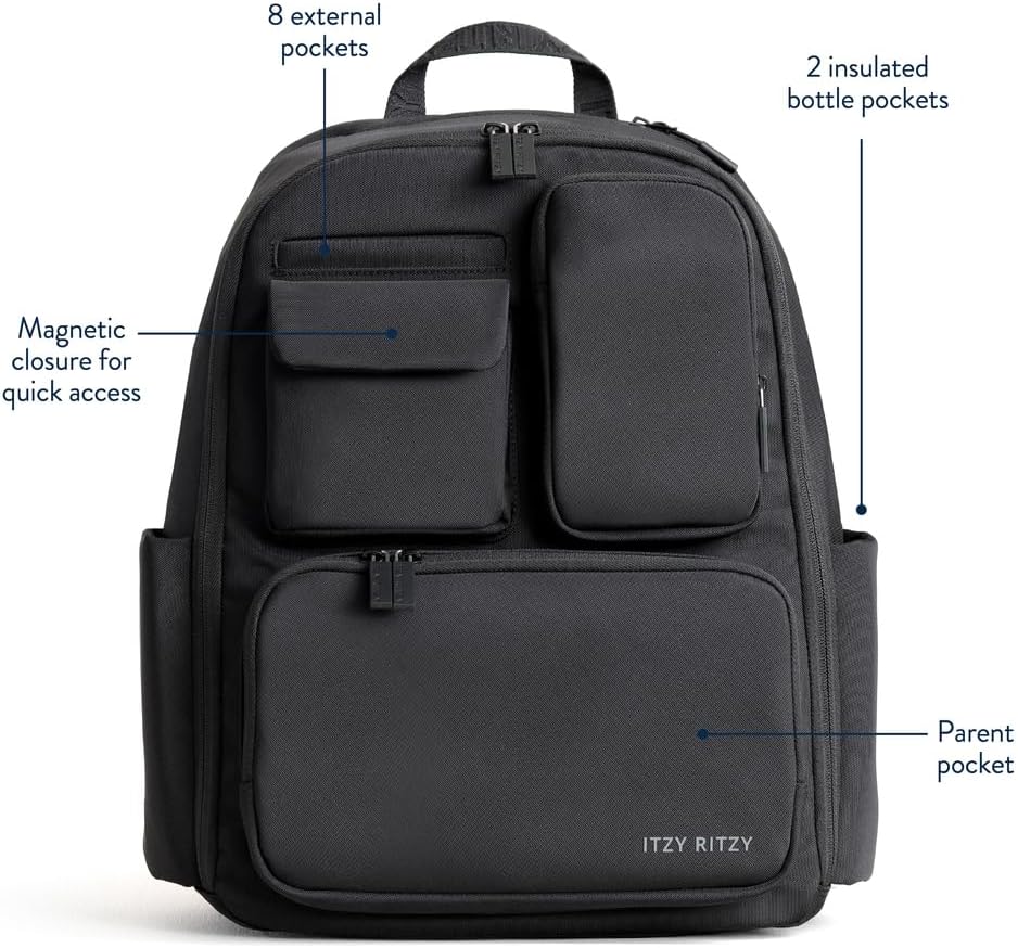 Itzy Ritzy Utility Diaper Bag Backpack – Features 17 Pockets (Includin