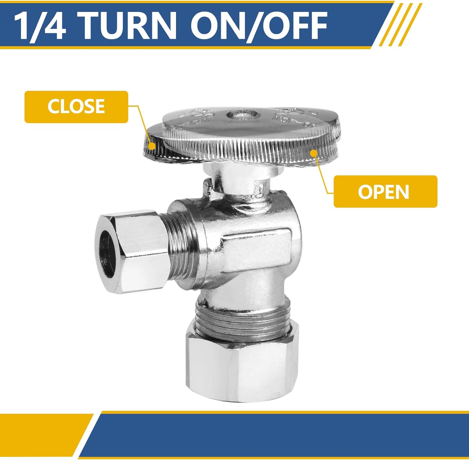 10 Pack Angle Stop Valve,1/4 Turn Water Shut Off Valves,1/2" Nominal (