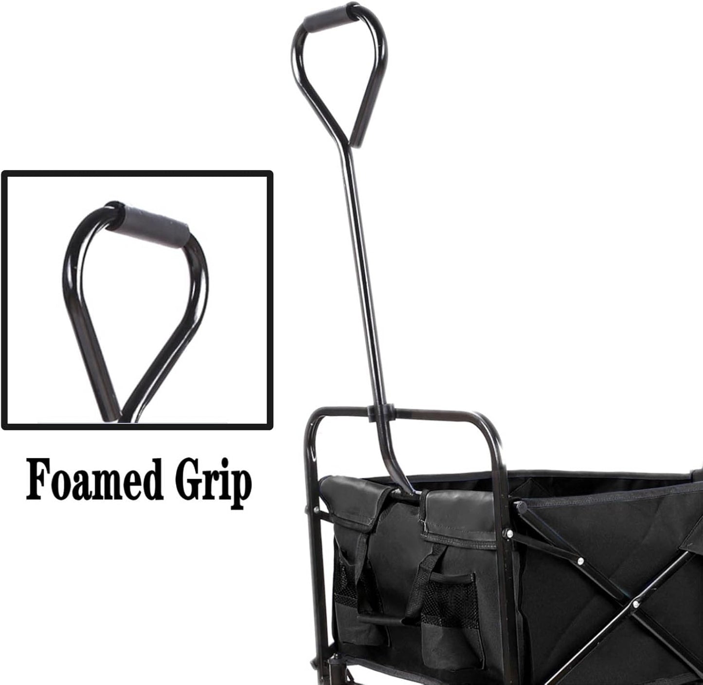 Heavy-Duty Collapsible Utility Wagon - 262L Capacity, One-Pull Foldable Cart with Durable Steel Frame, Rubber Wheel, Comfortable Grip - Great for Groceries, Shopping, Camping - Portable and Spacious
