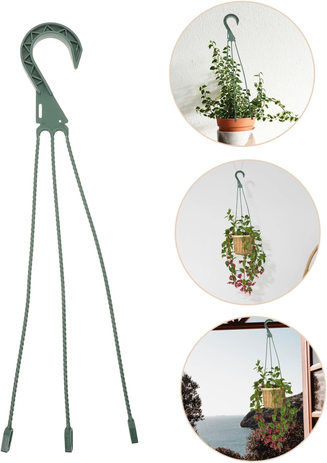 Hanging Basket Hooks 5-Pack Durable Plastic Plant Pot Hangers for Garden Balcony Indoor Outdoor Use