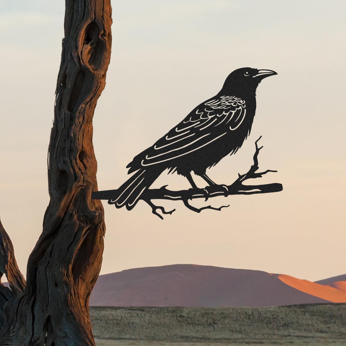 Raven Decor,Metal Birds Yard Decor,Metal Yard Art Outdoor and Garden,Tree Decorations Outdoor,Yard Animals,Black Crows Halloween Decor
